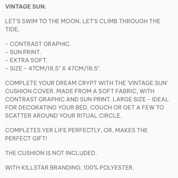 🏷️ KILLSTAR VINTAGE SUN CUSHION COVERS~BNWT - Picture 3 of 5